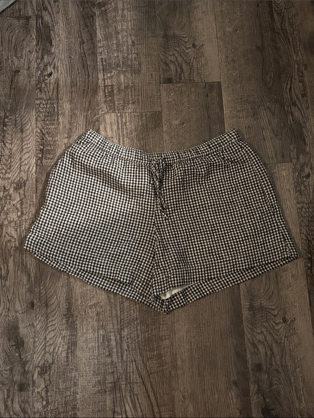 Abercrombie & Fitch Linen Shorts - Black and White Gingham - Size Medium
